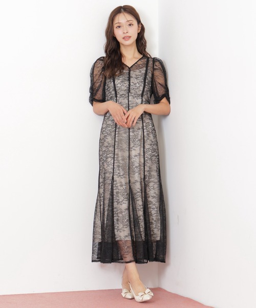 JILL by JILL STUART（ジルバイジルスチュアート）の「◇ラメコードレースバイカラードレス（ワンピース・レディース・ブラック/ピンク・SMALL/MEDIUM）」の18枚目の写真