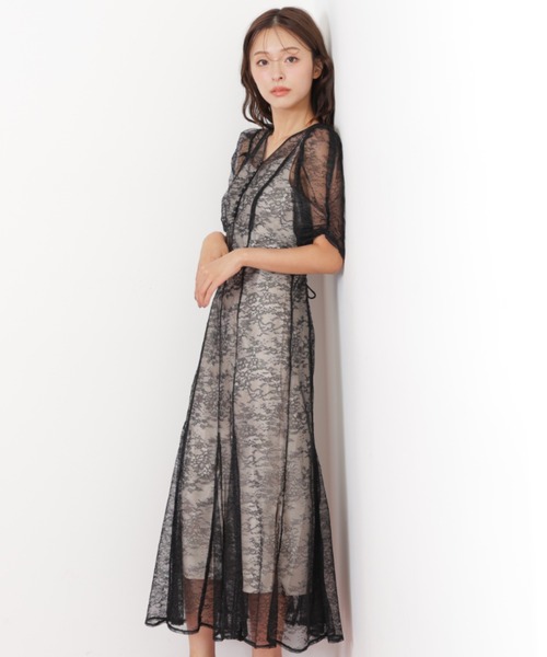 ◇ラメコードレースバイカラードレス（ワンピース）｜JILL by JILL