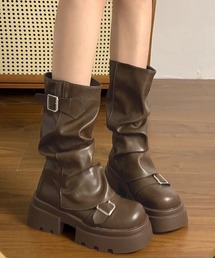 WESTSEA（ウエストシー）の「ベルト付き くしゅくしゅミドルブーツ（ブーツ）」