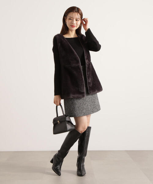 PROPORTION BODY DRESSING（プロポーションボディドレッシング）の「ツイードミニスカート / 1215220009（スカート・レディース・ブラック/ブラウン・MEDIUM/SMALL）」の5枚目の写真