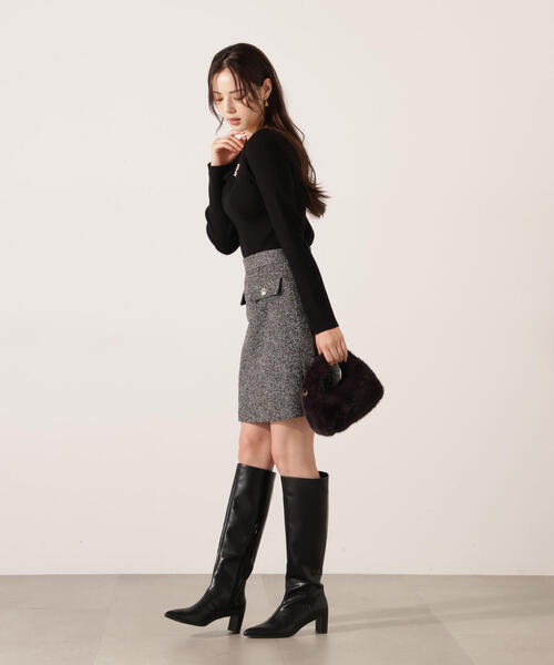 PROPORTION BODY DRESSING（プロポーションボディドレッシング）の「ツイードミニスカート / 1215220009（スカート・レディース・ブラック/ブラウン・MEDIUM/SMALL）」の6枚目の写真