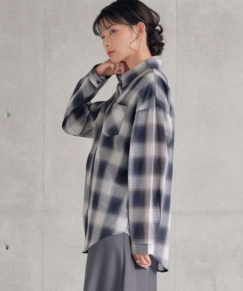 attiree（アティレー）の「【３色展開】チェックシャツ（シャツ/ブラウス・レディース・ブラウン/イエロー/ブラック・FREE）」の6枚目の写真