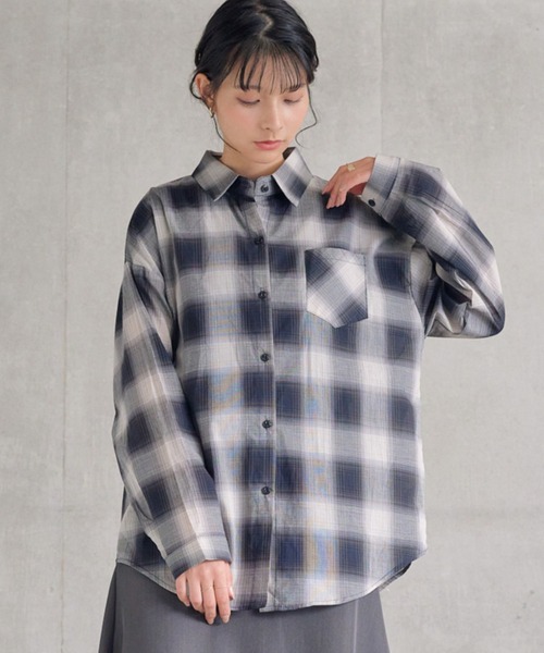 attiree（アティレー）の「【３色展開】チェックシャツ（シャツ/ブラウス・レディース・ブラウン/イエロー/ブラック・FREE）」の5枚目の写真