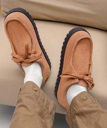【軽量】フェイクスエードステッチ厚底モカシンブーツ