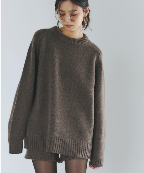 HAMILTONウールカシミヤクルーネックプルオーバー（ニット/セーター