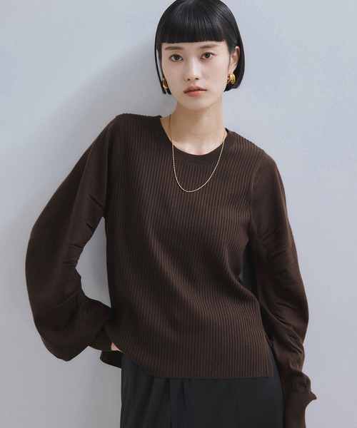 WEB限定】・【サステナブル】ニュアンススリーブニットプルオーバー