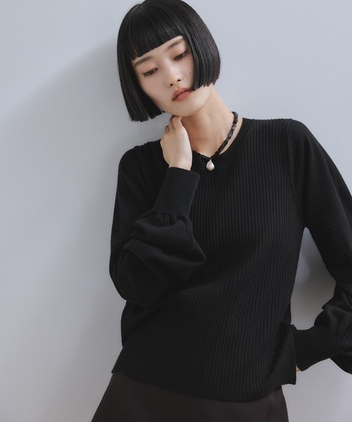 WEB限定】・【サステナブル】ニュアンススリーブニットプルオーバー