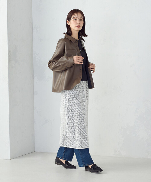 COMME CA ISM（コムサイズム）の「合成皮革 シャツ / セットアップ対応（シャツ/ブラウス・レディース・ブラウン/ブラック・MEDIUM/LARGE）」の12枚目の写真