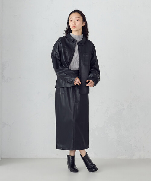 COMME CA ISM（コムサイズム）の「合成皮革 シャツ / セットアップ対応（シャツ/ブラウス・レディース・ブラウン/ブラック・MEDIUM/LARGE）」の6枚目の写真