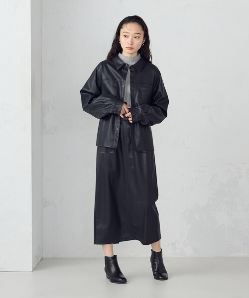 COMME CA ISM（コムサイズム）の「合成皮革 シャツ / セットアップ対応（シャツ/ブラウス・レディース・ブラウン/ブラック・MEDIUM/LARGE）」の3枚目の写真