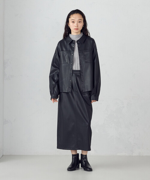 COMME CA ISM（コムサイズム）の「合成皮革 シャツ / セットアップ対応（シャツ/ブラウス・レディース・ブラウン/ブラック・MEDIUM/LARGE）」の10枚目の写真