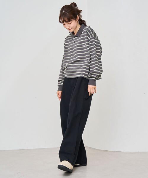 coen(コーエン)の「ハートモチーフラガーロンT(ポロシャツ・レディース・ナチュラル/ダークグレー/ベージュ・M/L)」の8枚目の写真