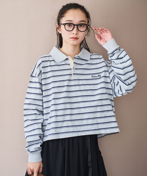 coen(コーエン)の「ハートモチーフラガーロンT(ポロシャツ・レディース・ナチュラル/ダークグレー/ベージュ・M/L)」の10枚目の写真