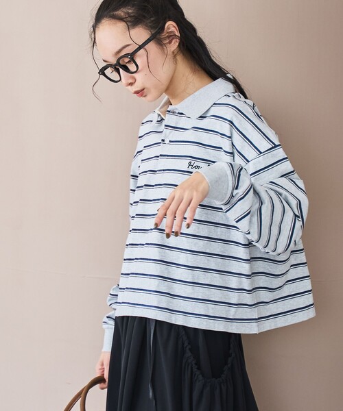 coen(コーエン)の「ハートモチーフラガーロンT(ポロシャツ・レディース・ナチュラル/ダークグレー/ベージュ・M/L)」の11枚目の写真