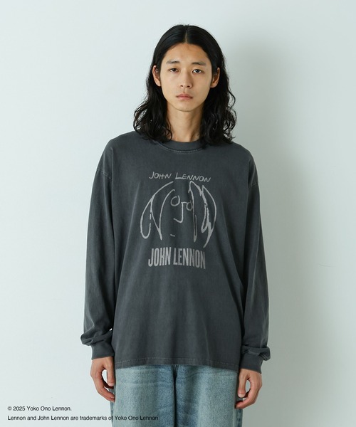 NANO universe(ナノユニバース)の「「HOTEL PALACE」John Lennon ピグメントL/S TEE(Tシャツ/カットソー・メンズ・チャコール/ホワイト・M/L)」の7枚目の写真