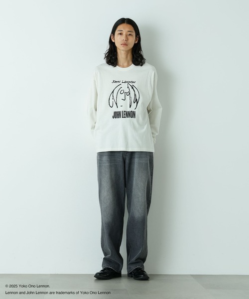 NANO universe(ナノユニバース)の「「HOTEL PALACE」John Lennon ピグメントL/S TEE(Tシャツ/カットソー・メンズ・チャコール/ホワイト・M/L)」の4枚目の写真