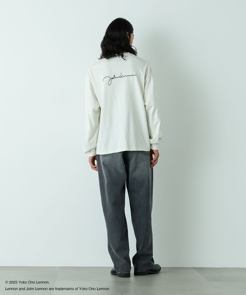 NANO universe(ナノユニバース)の「「HOTEL PALACE」John Lennon ピグメントL/S TEE(Tシャツ/カットソー・メンズ・チャコール/ホワイト・M/L)」の6枚目の写真