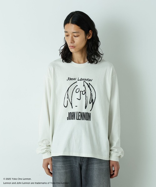 NANO universe(ナノユニバース)の「「HOTEL PALACE」John Lennon ピグメントL/S TEE(Tシャツ/カットソー・メンズ・チャコール/ホワイト・M/L)」の3枚目の写真