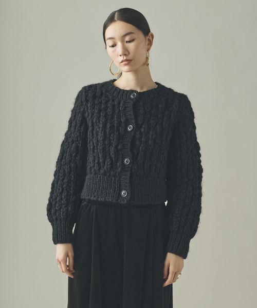Curensology(カレンソロジー) レリーフジャガードカーディガンブラック 1641563037.jpg