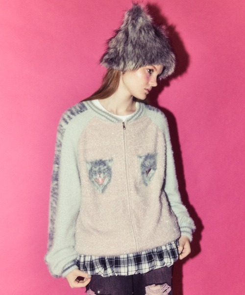 Candy Stripper（キャンディストリッパー）の「CAT SOUVENIR KNIT ジャンパー（その他アウター・レディース・ブラック/オフホワイト/ピンク・FREE）」の5枚目の写真