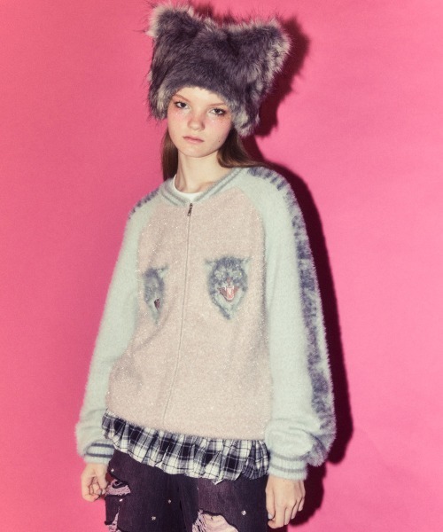 Candy Stripper（キャンディストリッパー）の「CAT SOUVENIR KNIT ジャンパー（その他アウター・レディース・ブラック/オフホワイト/ピンク・FREE）」の4枚目の写真