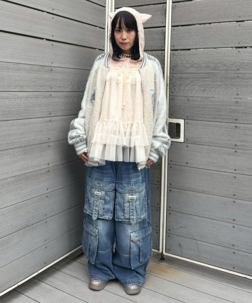 Candy Stripper（キャンディストリッパー）の「CAT SOUVENIR KNIT ジャンパー（その他アウター・レディース・ブラック/オフホワイト/ピンク・FREE）」の17枚目の写真