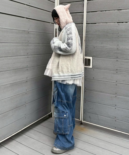 Candy Stripper（キャンディストリッパー）の「CAT SOUVENIR KNIT ジャンパー（その他アウター・レディース・ブラック/オフホワイト/ピンク・FREE）」の18枚目の写真