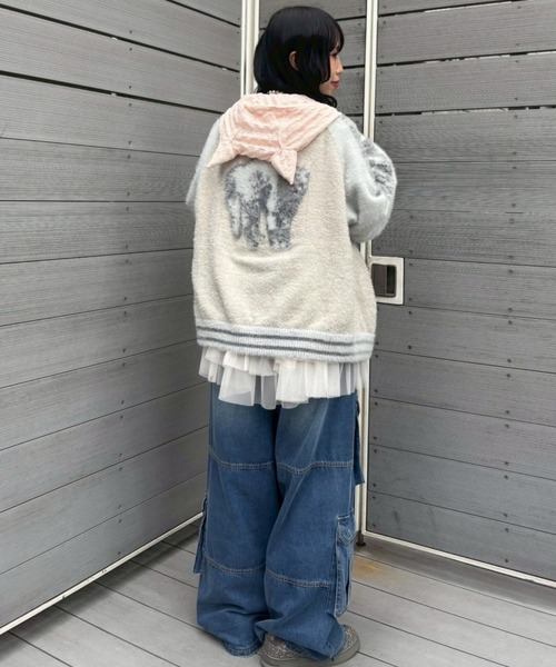 Candy Stripper（キャンディストリッパー）の「CAT SOUVENIR KNIT ジャンパー（その他アウター・レディース・ブラック/オフホワイト/ピンク・FREE）」の19枚目の写真