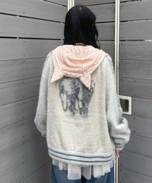 Candy Stripper（キャンディストリッパー）の「CAT SOUVENIR KNIT ジャンパー（その他アウター・レディース・ブラック/オフホワイト/ピンク・FREE）」の16枚目の写真