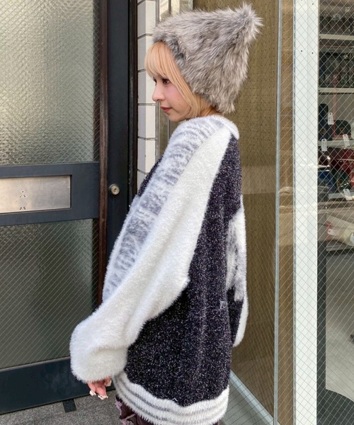 Candy Stripper（キャンディストリッパー）の「CAT SOUVENIR KNIT ジャンパー（その他アウター・レディース・ブラック/オフホワイト/ピンク・FREE）」の9枚目の写真