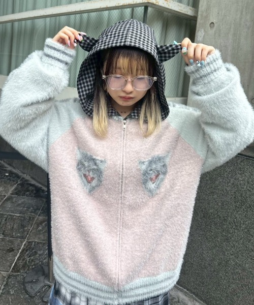 Candy Stripper（キャンディストリッパー）の「CAT SOUVENIR KNIT ジャンパー（その他アウター・レディース・ブラック/オフホワイト/ピンク・FREE）」の21枚目の写真