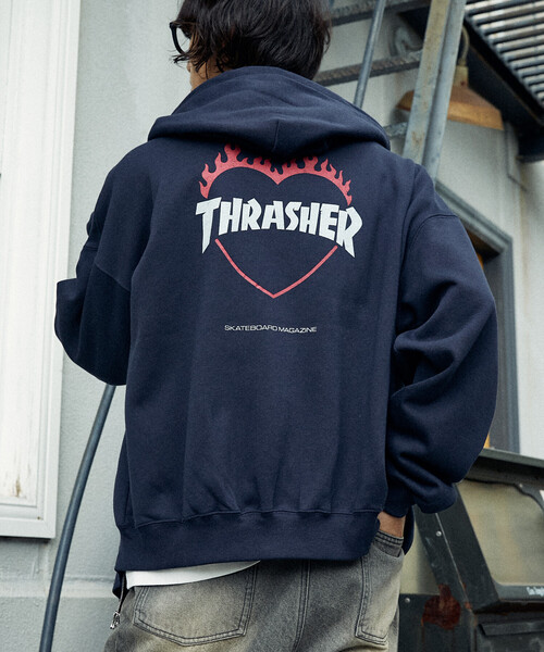 THRASHER（スラッシャー）の「THRASHER/スラッシャー 別注 HEART LOGO ZIP PARKA(限定展開)（パーカー・メンズ・チャコールグレー/ライトグレー/ネイビー・MEDIUM/LARGE/SMALL）」の12枚目の写真