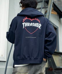 THRASHER|スラッシャーのパーカー(ブルー・ネイビー/青色系・バック THRASHER|スラッシャーのパーカー(ブルー・ネイビー/青色系・バック