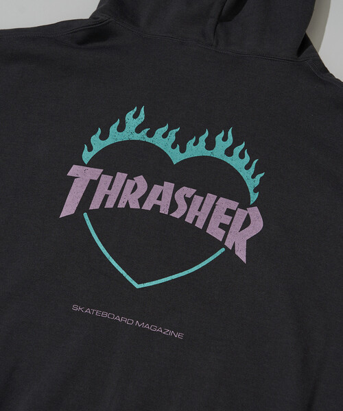 THRASHER（スラッシャー）の「THRASHER/スラッシャー 別注 HEART LOGO ZIP PARKA(限定展開)（パーカー・メンズ・チャコールグレー/ライトグレー/ネイビー・MEDIUM/LARGE/SMALL）」の10枚目の写真