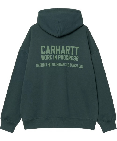 Carhartt WIP（カーハートダブリューアイピー）の「Carhartt WIP HOODED DISTANCE SWEATSHIRT（カーハートワークインプログレス フーデッド ディスタンス スウェットシャツ）（パーカー・メンズ・グレー系/グリーン系・MEDIUM/SMALL/X-LARGE/LARGE）」の4枚目の写真