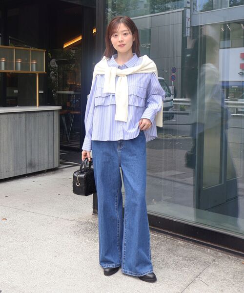 le.coeur blanc（ルクールブラン）の「《WEB・一部店舗限定》AL ストライプフロントフリルブラウス（シャツ/ブラウス・レディース・ブルー系その他2/ブルー系その他4・38）」の20枚目の写真