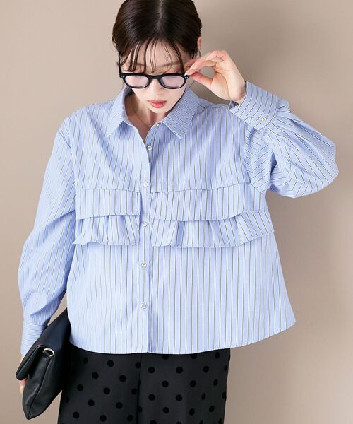le.coeur blanc（ルクールブラン）の「《WEB・一部店舗限定》AL ストライプフロントフリルブラウス（シャツ/ブラウス・レディース・ブルー系その他2/ブルー系その他4・38）」の15枚目の写真