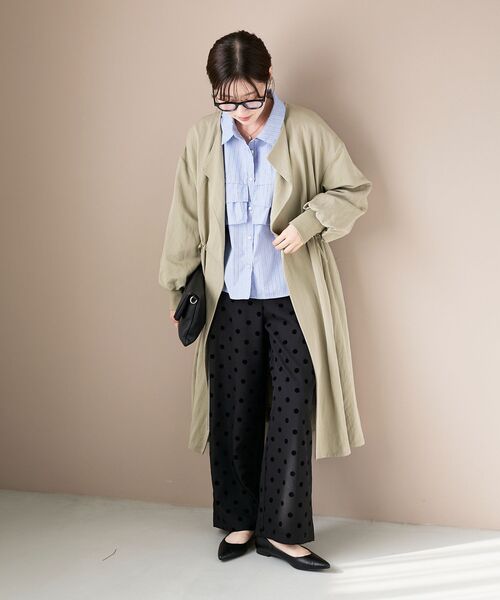 le.coeur blanc（ルクールブラン）の「《WEB・一部店舗限定》AL ストライプフロントフリルブラウス（シャツ/ブラウス・レディース・ブルー系その他2/ブルー系その他4・38）」の8枚目の写真