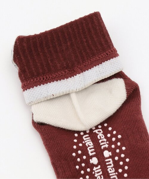 petit main（プティマイン）の「くまソックス2P（ソックス/靴下・キッズ・ワインレッド/キナリ/オフホワイト・M/SS/L/S）」の6枚目の写真