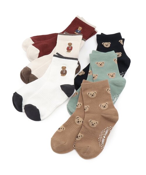 petit main（プティマイン）の「くまソックス2P（ソックス/靴下・キッズ・ワインレッド/キナリ/オフホワイト・M/SS/L/S）」の7枚目の写真