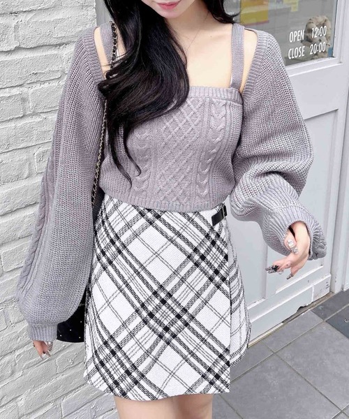 INGNI（イング）の「ケーブルボレロニットアンサンブル（アンサンブル・レディース・グレー/ブラック/アイボリー・M）」の3枚目の写真