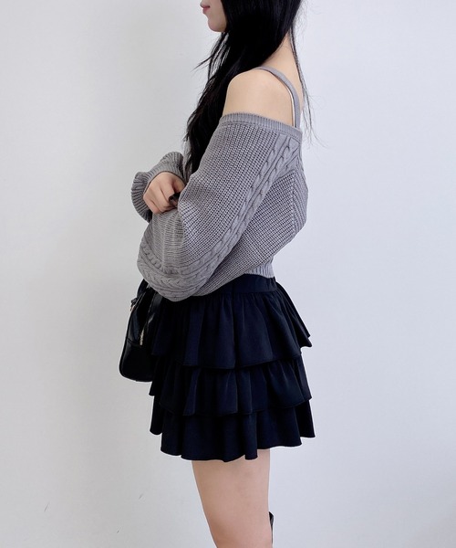 INGNI（イング）の「ケーブルボレロニットアンサンブル（アンサンブル・レディース・グレー/ブラック/アイボリー・M）」の6枚目の写真