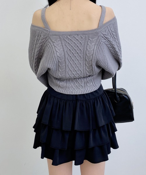 INGNI（イング）の「ケーブルボレロニットアンサンブル（アンサンブル・レディース・グレー/ブラック/アイボリー・M）」の7枚目の写真