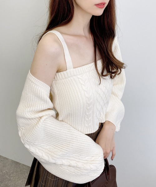 INGNI（イング）の「ケーブルボレロニットアンサンブル（アンサンブル・レディース・グレー/ブラック/アイボリー・M）」の20枚目の写真