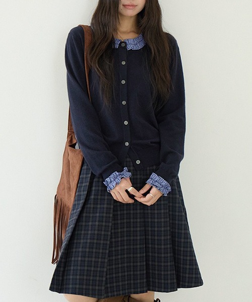 Girly Doll(ガーリードール)の「レイヤードデザインチェックフリルニットカーディガン(カーディガン/ボレロ・レディース・ネイビー/グレー・F)」の20枚目の写真