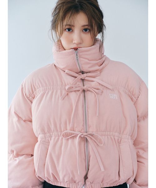 FURFUR(ファーファー)の「コーデュロイリボンショートパディングジャケット(ダウンジャケット/コート・レディース・ピンク/ブラック・F)」の3枚目の写真