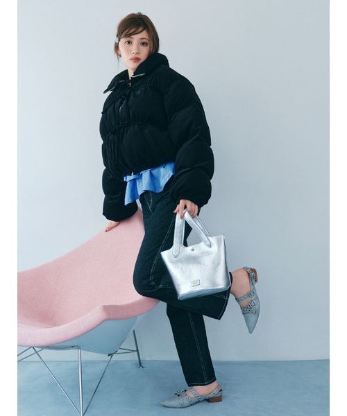 コーデュロイリボンショートパディングジャケット（ダウンジャケット