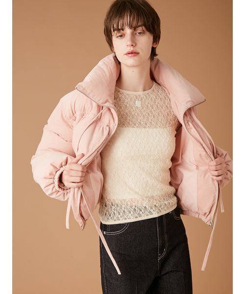 FURFUR(ファーファー)の「コーデュロイリボンショートパディングジャケット(ダウンジャケット/コート・レディース・ピンク/ブラック・F)」の16枚目の写真