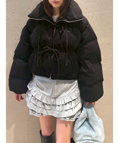 コーデュロイリボンショートパディングジャケット（ダウンジャケット