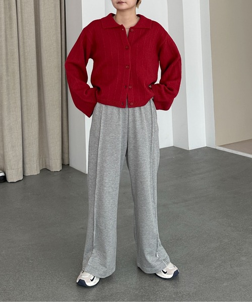 PILIT(ピリット)の「衿付き ルーズカーディガン(カーディガン/ボレロ・レディース・ブラウン/レッド/チャコールグレー/クリーム・MEDIUM)」の14枚目の写真